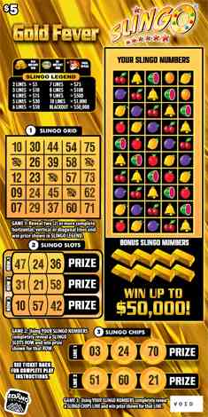 Gold Fever Slingo scratchcard - game number #1858 - front