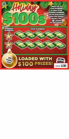 Holiday $100S scratchcard - game number #1880 - front