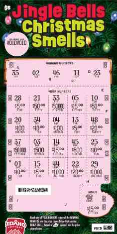 Jingle Bells Christmas Smells scratchcard - game number #1882 - front-scratched