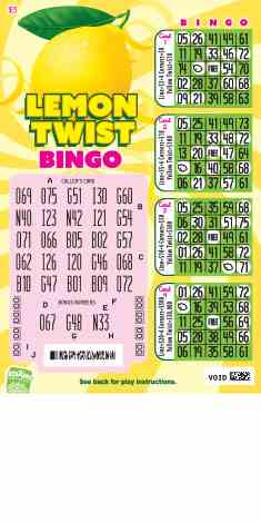 Lemon Twist Bingo scratchcard - game number #1845 - front-scratched