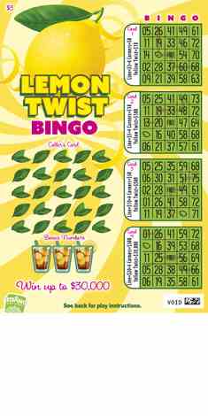 Lemon Twist Bingo scratchcard - game number #1845 - front