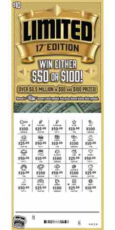 Limited 17Th Edition scratchcard - game number #1893 - front-scratched