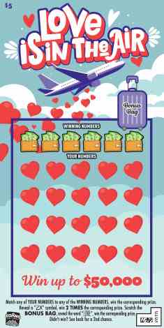 Love Is In The Air scratchcard - game number #1842 - front