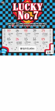 Lucky No. 7 scratchcard - game number #1861 - front-scratched