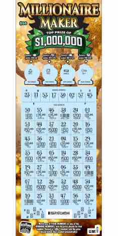 Millionaire Maker scratchcard - game number #1782 - front-scratched