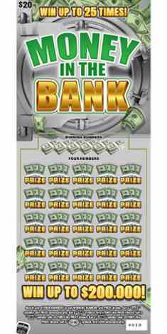 Money In The Bank scratchcard - game number #1863 - front