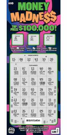 Money Madness scratchcard - game number #1838 - front-scratched