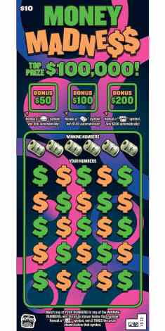 Money Madness scratchcard - game number #1838 - front