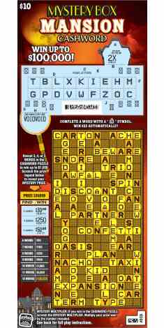 Mystery Box Mansion Cashword scratchcard - game number #1859 - front-scratched