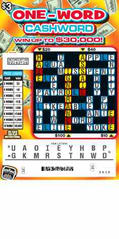 One-Word Cashword scratchcard - game number #1810 - front-scratched