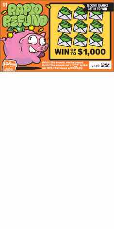 Rapid Refund scratchcard - game number #1829 - front