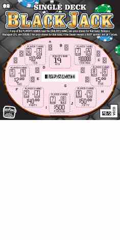 Single Deck Blackjack scratchcard - game number #1896 - front-scratched