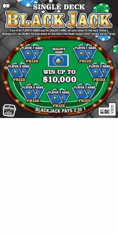 Single Deck Blackjack scratchcard - game number #1896 - front