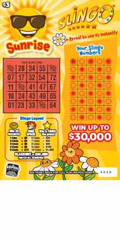 Sunrise Slingo scratchcard - game number #1844 - front
