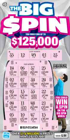 The Big Spin scratchcard - game number #1768 - front-scratched