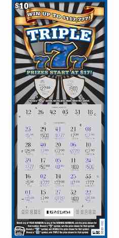 Triple 777 scratchcard - game number #1862 - front-scratched