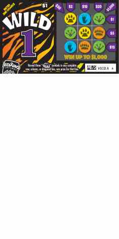 Wild 1 scratchcard - game number #1843 - front