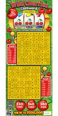 Wild Cherries Cashword scratchcard - game number #1864 - front