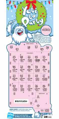 Yeti To Party scratchcard - game number #1883 - front-scratched