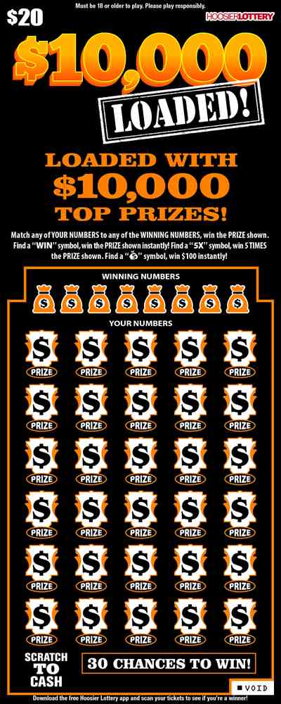 $10,000 Loaded! scratchcard - game number #2453 - front