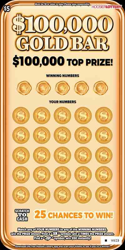 $100,000 Gold Bar scratchcard - game number #2629 - front