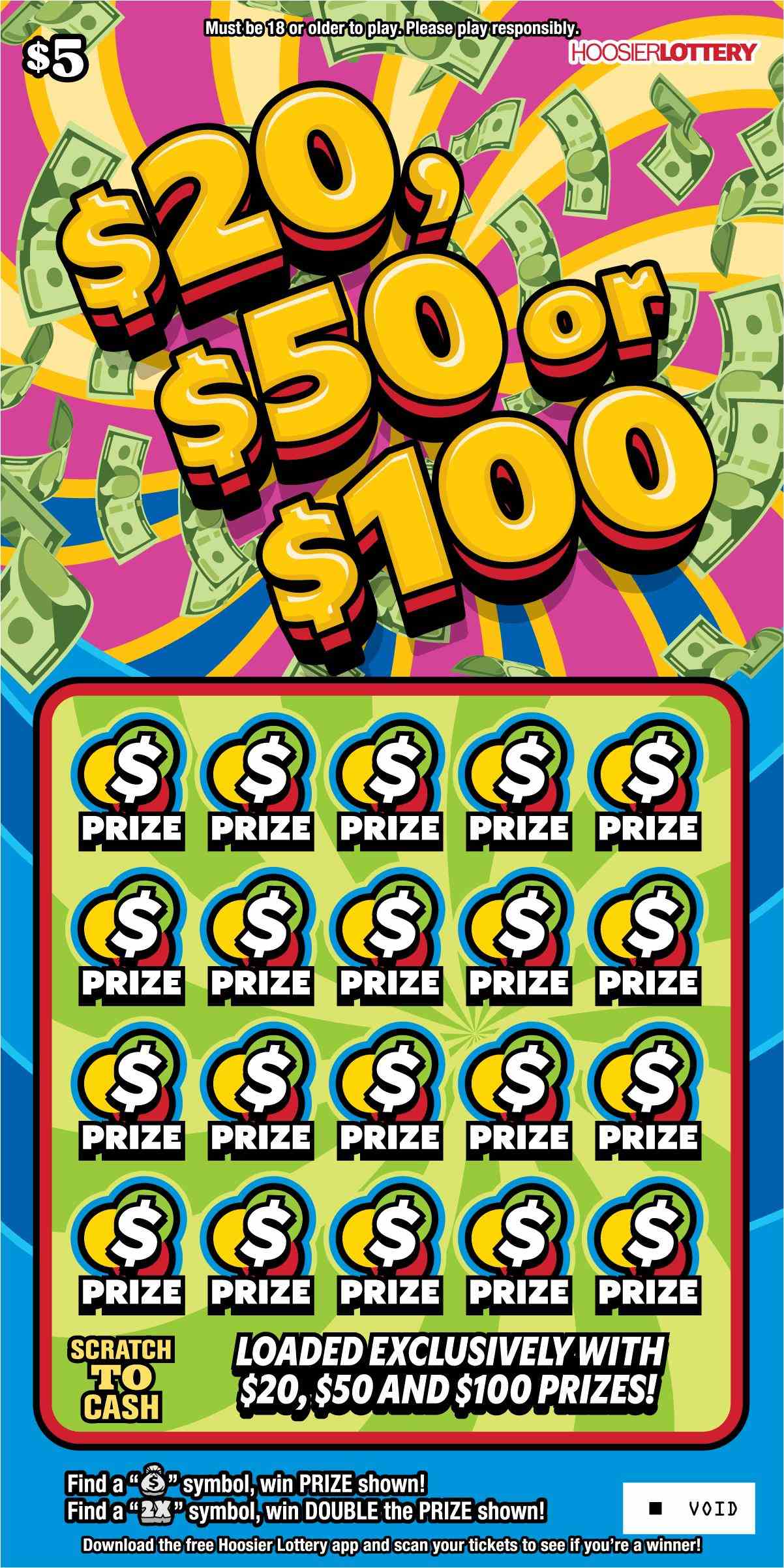 $20, $50 Or $100 scratchcard - game number #2635 - front