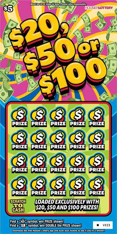 $20, $50 Or $100 scratchcard - game number #2635 - front