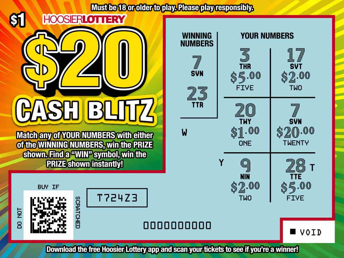 $20 Cash Blitz scratchcard - game number #2530 - front-scratched
