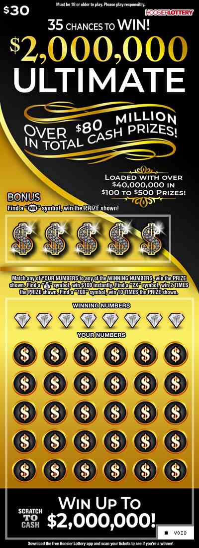 $2,000,000 Ultimate scratchcard - game number #2575 - front