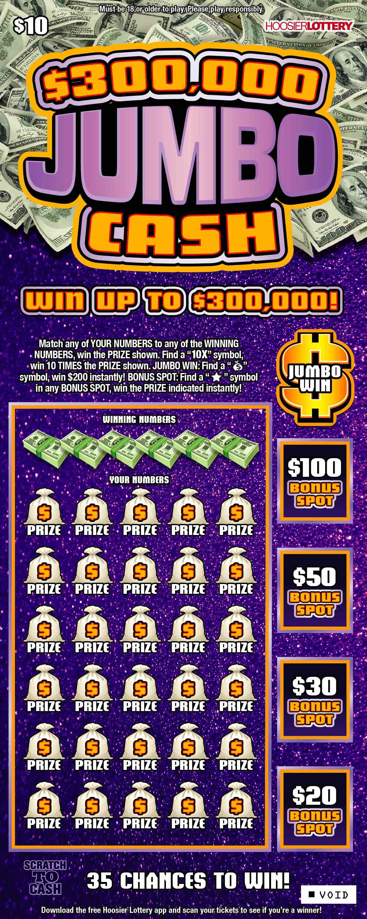 $300,000 Jumbo Cash scratchcard - game number #2473 - front
