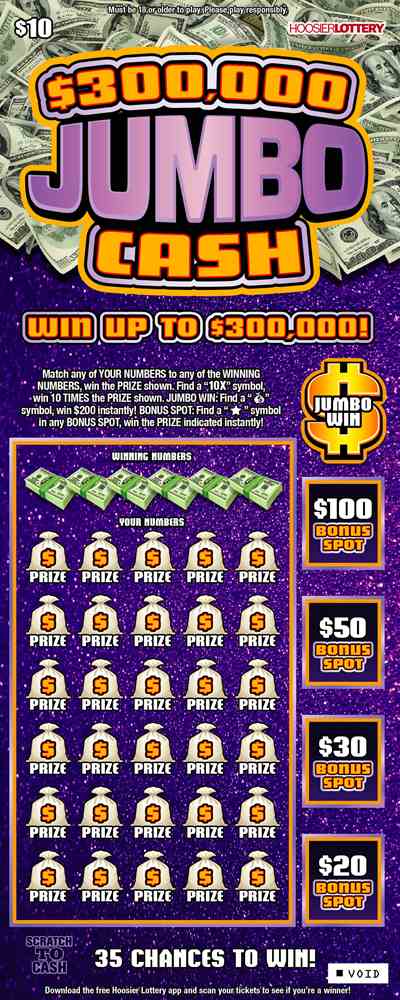 $300,000 Jumbo Cash scratchcard - game number #2473 - front
