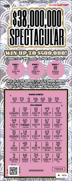 $38,000,000 Spectacular scratchcard - game number #2588 - front-scratched