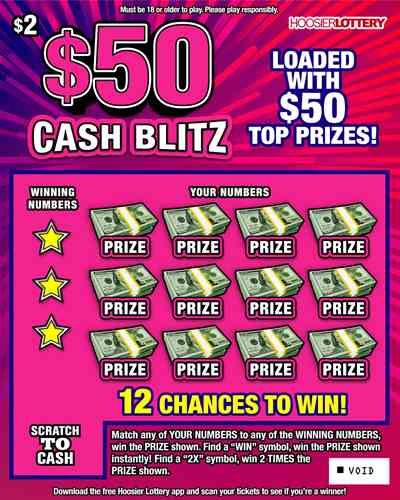 $50 Cash Blitz scratchcard - game number #2531 - front