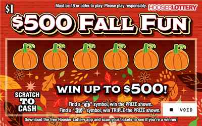 $500 Fall Fun scratchcard - game number #2593 - front