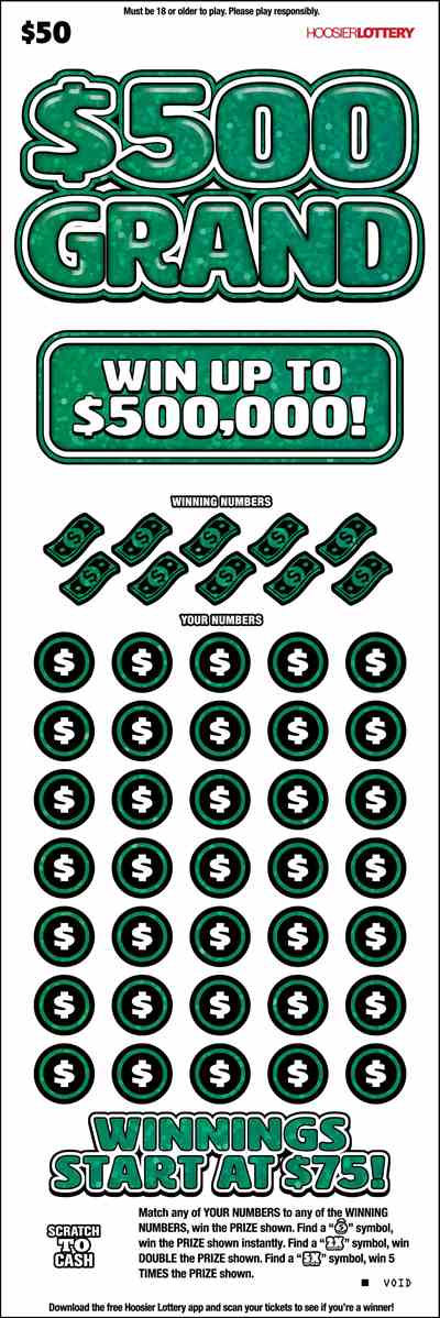 $500 Grand scratchcard - game number #2617 - front
