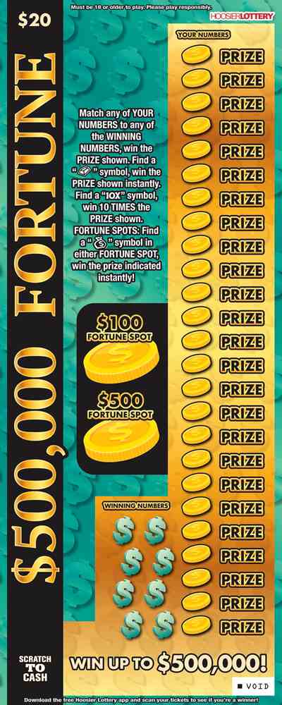 $500,000 Fortune scratchcard - game number #2505 - front