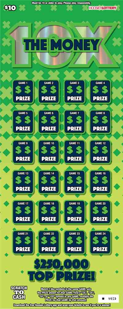 10X The Money scratchcard - game number #2571 - front