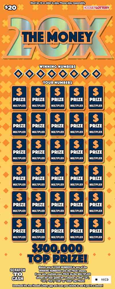 20X The Money scratchcard - game number #2573 - front
