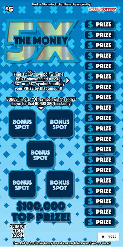 5X The Money scratchcard - game number #2572 - front