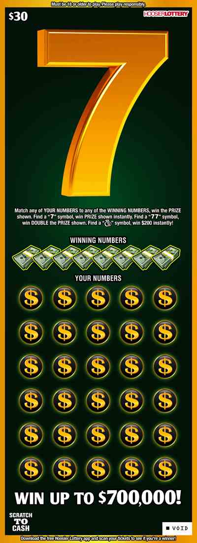 7 scratchcard - game number #2476 - front