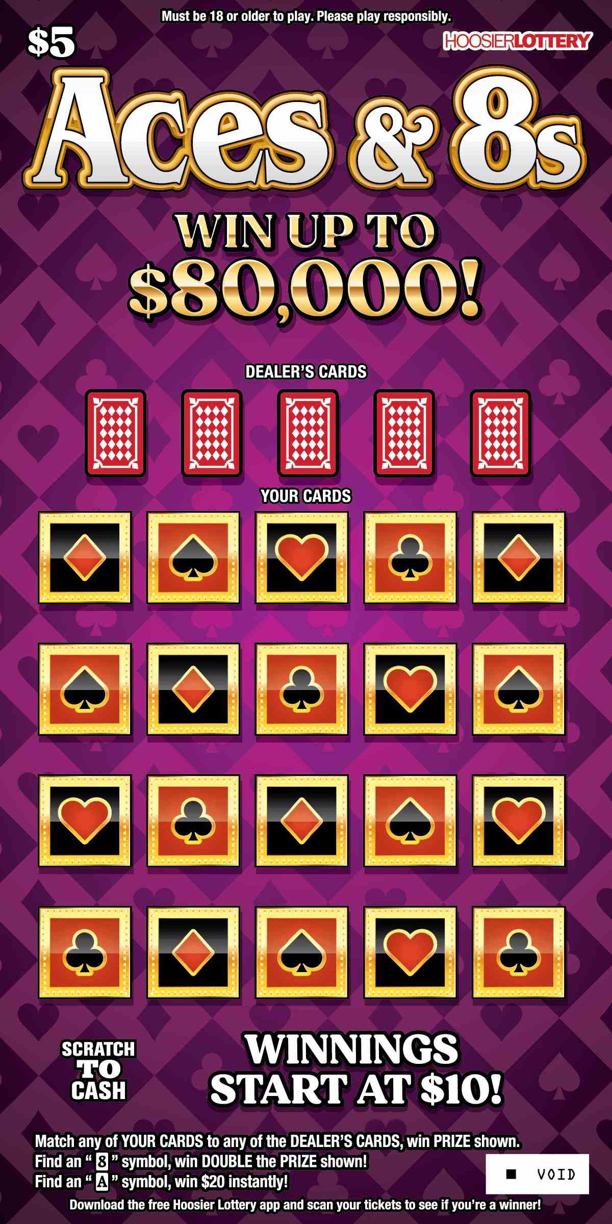 Aces & 8S scratchcard - game number #2622 - front