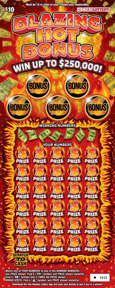 Blazing Hot Bonus scratchcard - game number #2605 - front