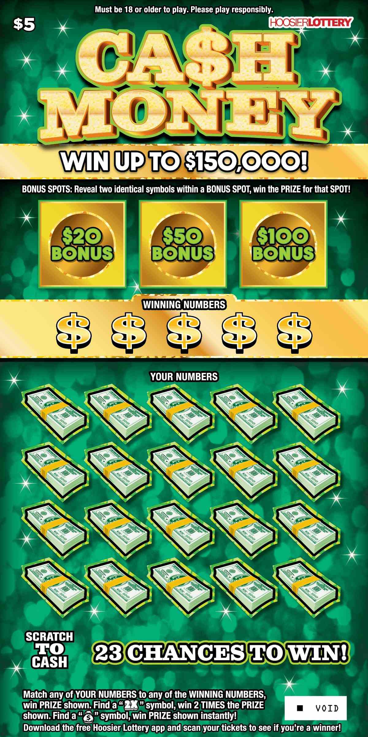 Ca$H Money scratchcard - game number #2619 - front
