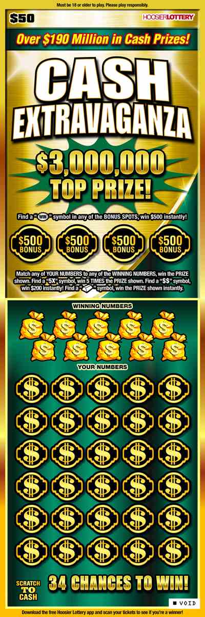 Cash Extravaganza scratchcard - game number #2510 - front