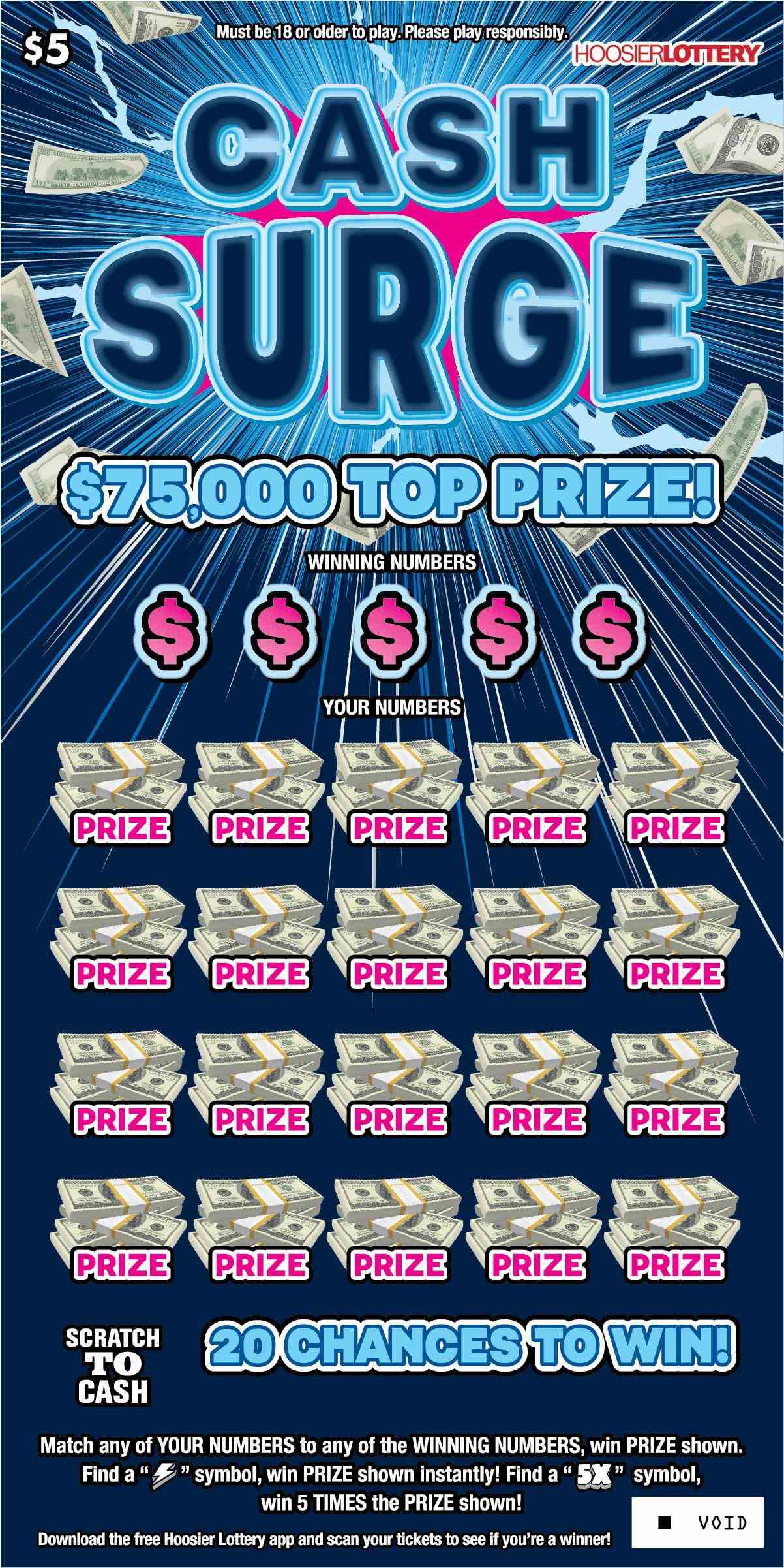 Cash Surge scratchcard - game number #2623 - front