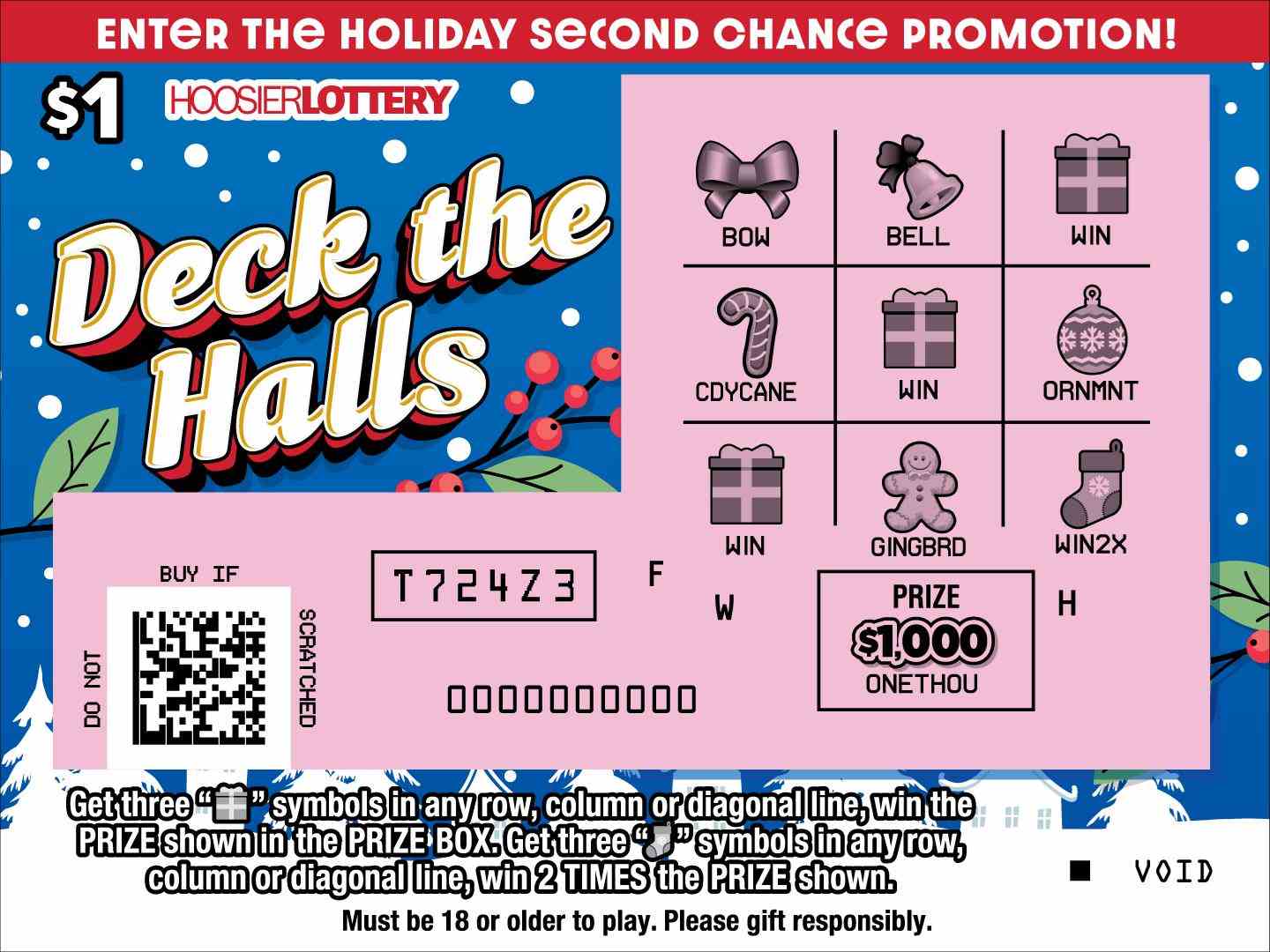 Deck The Halls scratchcard - game number #2600 - front-scratched