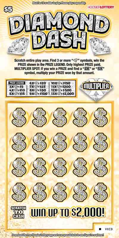 Diamond Dash scratchcard - game number #2582 - front
