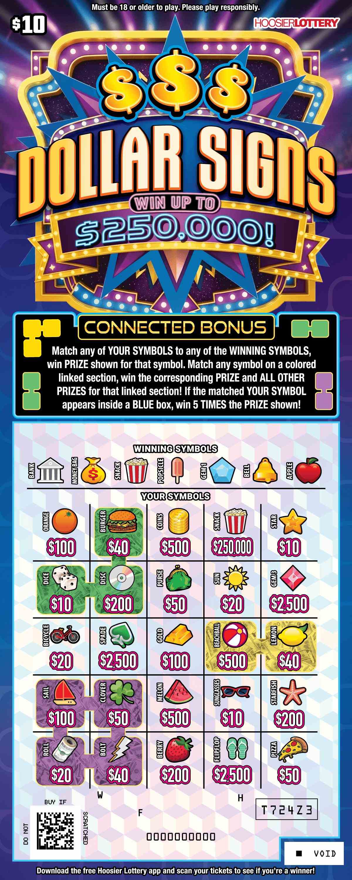 Dollar Signs scratchcard - game number #2636 - front-scratched