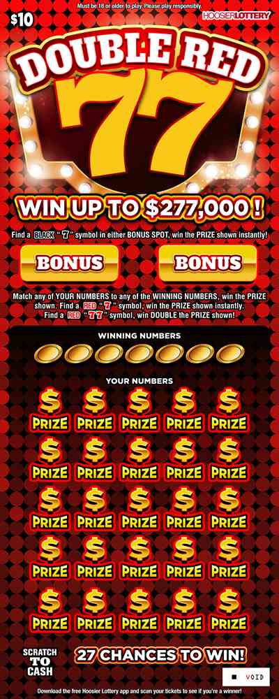 Double Red 77 scratchcard - game number #2545 - front
