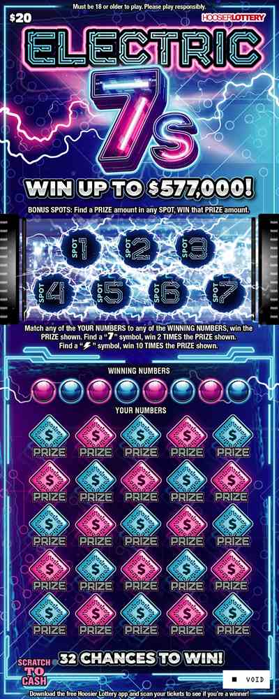 Electric 7S scratchcard - game number #2543 - front